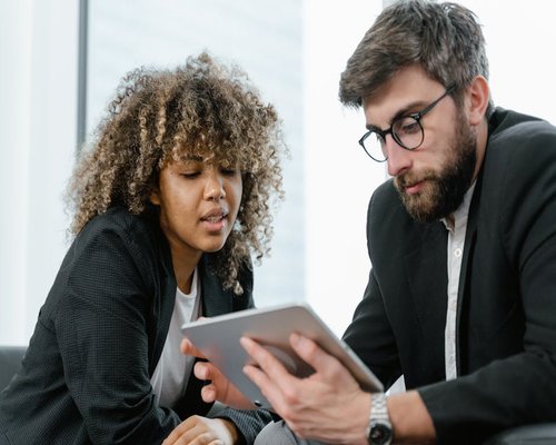 Financial technology professionals collaborating on blockchain infrastructure projects